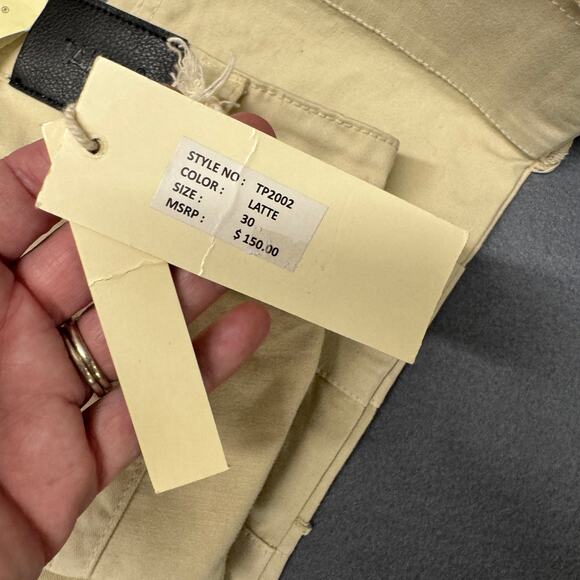 Taker Stacked Jeans Mens 30 (31x34 ACTUAL) Cream Flare Fit Distressed Denim NEW - Picture 4 of 12